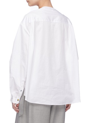 Back View - Click To Enlarge - MINKI - Button satin panel puff sleeve shirt
