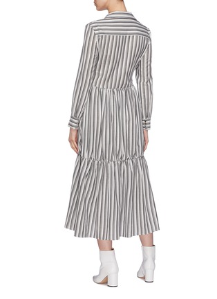 Back View - Click To Enlarge - MINKI - Stripe tiered twill shirt dress