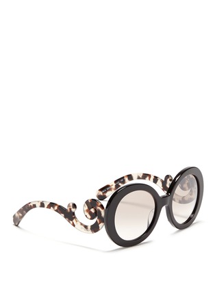 Figure View - Click To Enlarge - PRADA - 'Baroque' shell effect swirl temple acetate sunglasses