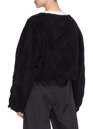 Back View - Click To Enlarge - MINKI - Reversible quilted pocket faux shearling cropped jacket