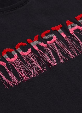  - MINKI - 'Rockstar' fringe slogan embroidered T-shirt