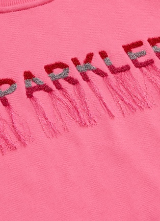  - MINKI - 'Sparkler' fringe slogan embroidered sweatshirt