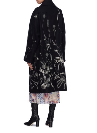Back View - Click To Enlarge - DRIES VAN NOTEN - Graphic embroidered oversized melton coat