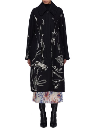 Main View - Click To Enlarge - DRIES VAN NOTEN - Graphic embroidered oversized melton coat