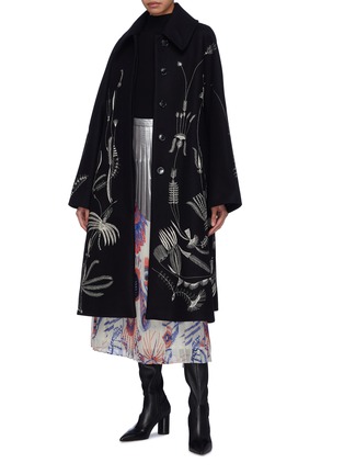 Figure View - Click To Enlarge - DRIES VAN NOTEN - Graphic embroidered oversized melton coat