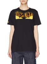 FENDI Bag Bugs print fur trim T shirt Women Lane Crawford