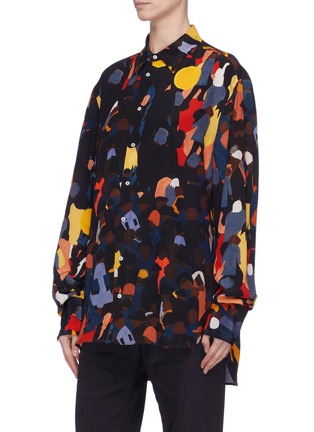 Front View - Click To Enlarge - WALES BONNER - Crowd print unisex silk shirt