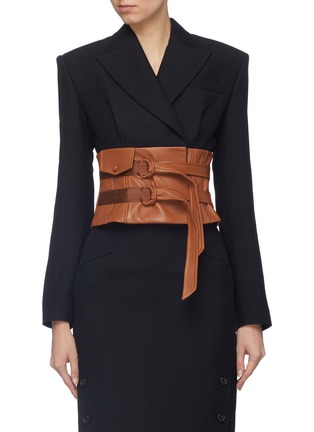Main View - Click To Enlarge - 10479 - Leather corset belt wool blend blazer