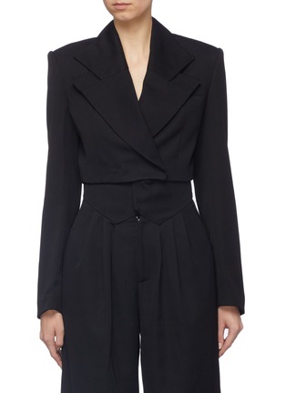 Main View - Click To Enlarge - 10479 - Oversized lapel cropped blazer