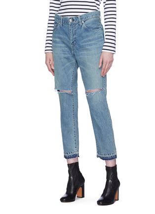 Front View - Click To Enlarge - SACAI - Let-out cuff ripped jeans