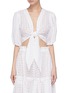 Main View - Click To Enlarge - LISA MARIE FERNANDEZ - Puff sleeve tie front broderie anglaise cropped blouse