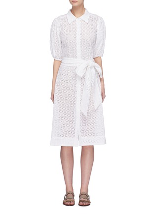 Main View - Click To Enlarge - LISA MARIE FERNANDEZ - Puff sleeve belted broderie anglaise shirt dress