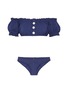Main View - Click To Enlarge - LISA MARIE FERNANDEZ - 'Leandra' puff sleeve ruffle button seersucker bikini set