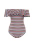 Main View - Click To Enlarge - LISA MARIE FERNANDEZ - 'Mira' flounce stripe off-shoulder one-piece swimsuit