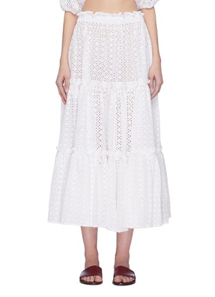 Main View - Click To Enlarge - LISA MARIE FERNANDEZ - Ruffle tiered broderie anglaise skirt