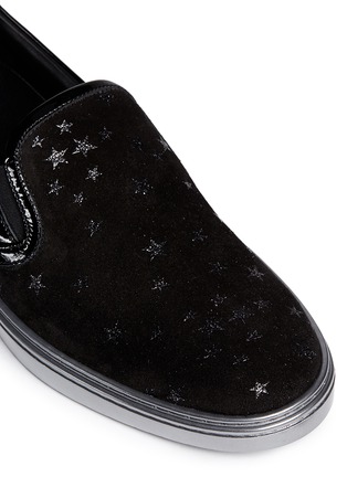 Detail View - Click To Enlarge - JIMMY CHOO - 'Grove' suede glitter star skate slip-ons