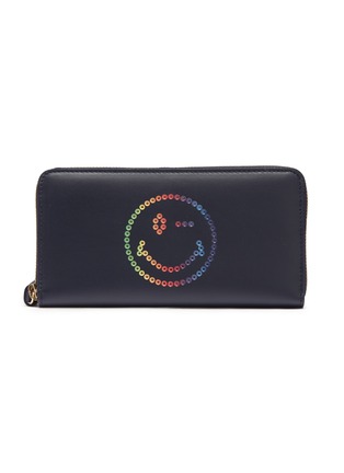 Main View - Click To Enlarge - ANYA HINDMARCH - Smiley face leather large zip around wallet