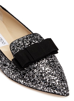 Detail View - Click To Enlarge - JIMMY CHOO - 'Gala' flat bow glitter skimmer flats