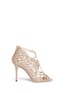 Main View - Click To Enlarge - JIMMY CHOO - 'Fyonn' crystal hot fix caged suede sandals