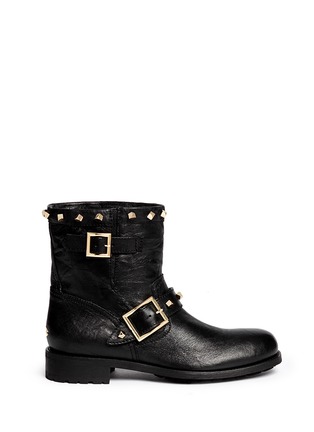 Main View - Click To Enlarge - JIMMY CHOO - 'Youth' cube stud leather biker ankle boots