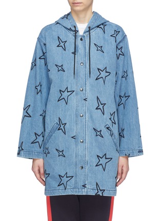 Main View - Click To Enlarge - ÊTRE CÉCILE - Star embroidered oversized hooded denim parka