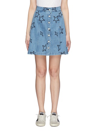 Main View - Click To Enlarge - ÊTRE CÉCILE - 'Lili' star embroidered button front denim skirt