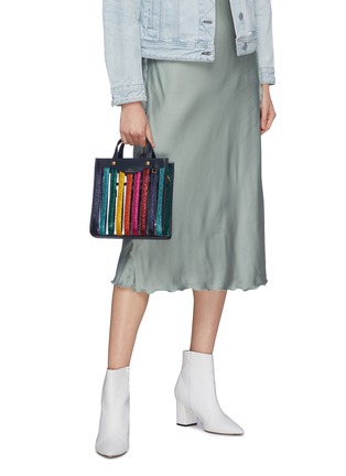 Front View - Click To Enlarge - ANYA HINDMARCH - Metallic rainbow stripe PVC tote