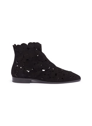 Main View - Click To Enlarge - ALAÏA - Circular lasercut suede ankle boots