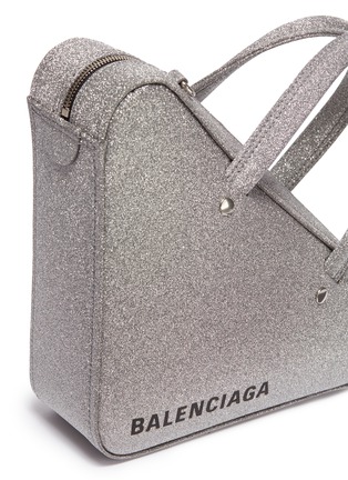  - BALENCIAGA - 'Triangle' logo print XS glitter leather shoulder bag