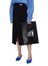 Figure View - Click To Enlarge - BALENCIAGA - Kitten print small leather shopping bag