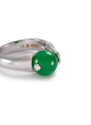 Detail View - Click To Enlarge - SAMUEL KUNG - Diamond jade 18k white gold ring