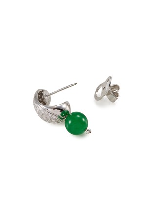 Detail View - Click To Enlarge - SAMUEL KUNG - Diamond jade 18k white gold earrings