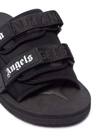 Detail View - Click To Enlarge - PALM ANGELS - x SUICOKE strappy band logo print slide sandals