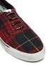 Detail View - Click To Enlarge - PALM ANGELS - 'Distressed Tartan' twill sneakers