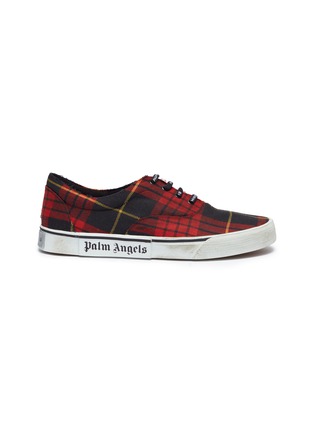 Main View - Click To Enlarge - PALM ANGELS - 'Distressed Tartan' twill sneakers