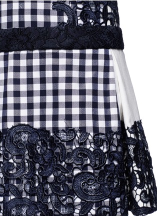 Detail View - Click To Enlarge - MSGM - Lace appliqué gingham box pleat dress