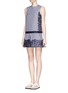Figure View - Click To Enlarge - MSGM - Lace appliqué gingham box pleat dress