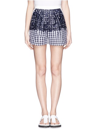 Main View - Click To Enlarge - MSGM - Lace appliqué gingham pleat shorts