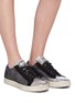Figure View - Click To Enlarge - P448 - Mesh panel metallic leather sneakers