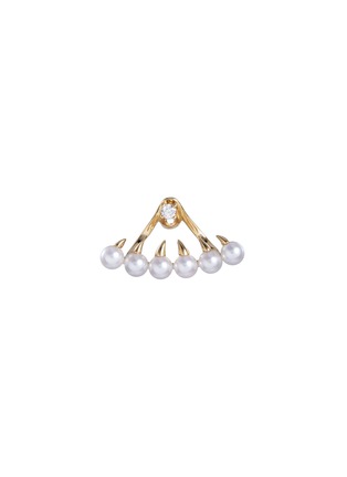 Main View - Click To Enlarge - TASAKI - 'Gulper' diamond Akoya pearl detachable teeth jacket single earring
