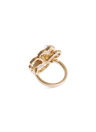  - TASAKI - 'Scented' diamond Akoya pearl 18k yellow gold ring