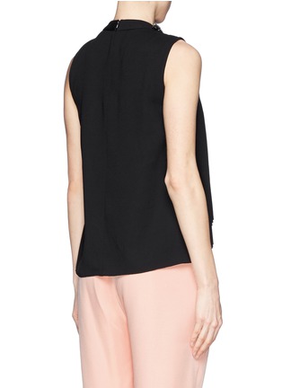 Back View - Click To Enlarge - MO&CO. EDITION 10 - Jewelled neck plissé pleat crepe top