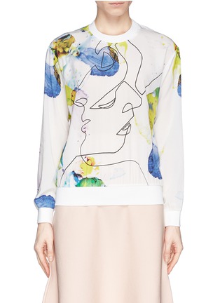 Main View - Click To Enlarge - MO&CO. EDITION 10 - Scribble watercolour print silk top