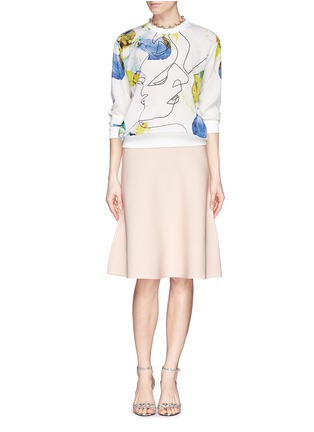 Figure View - Click To Enlarge - MO&CO. EDITION 10 - Scribble watercolour print silk top