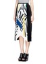Front View - Click To Enlarge - MO&CO. EDITION 10 - Paint brushstroke plissé pleat midi skirt