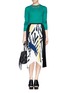 Figure View - Click To Enlarge - MO&CO. EDITION 10 - Paint brushstroke plissé pleat midi skirt