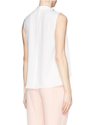 Back View - Click To Enlarge - MO&CO. EDITION 10 - Jewelled neck plissé pleat crepe top