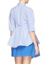 Back View - Click To Enlarge - MO&CO. EDITION 10 - Pencil stripe cotton poplin flare shirt