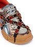 Detail View - Click To Enlarge - GUCCI - 'Flashtrek' glass crystal strap colourblock patchwork sneakers