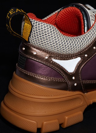  - GUCCI - 'Flashtrek' glass crystal strap colourblock patchwork sneakers